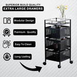 3-Tier Revolving Kitchen Trolley with Wheels (Black 29x29x65)