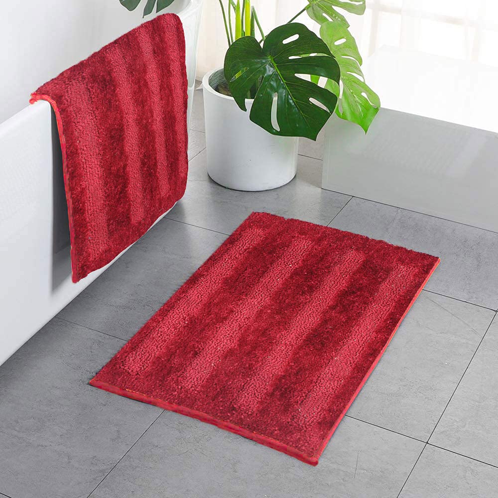 Bathmat 2500 GSM Microfiber Pack of 2 (Maroon , 40cm x 60cm)