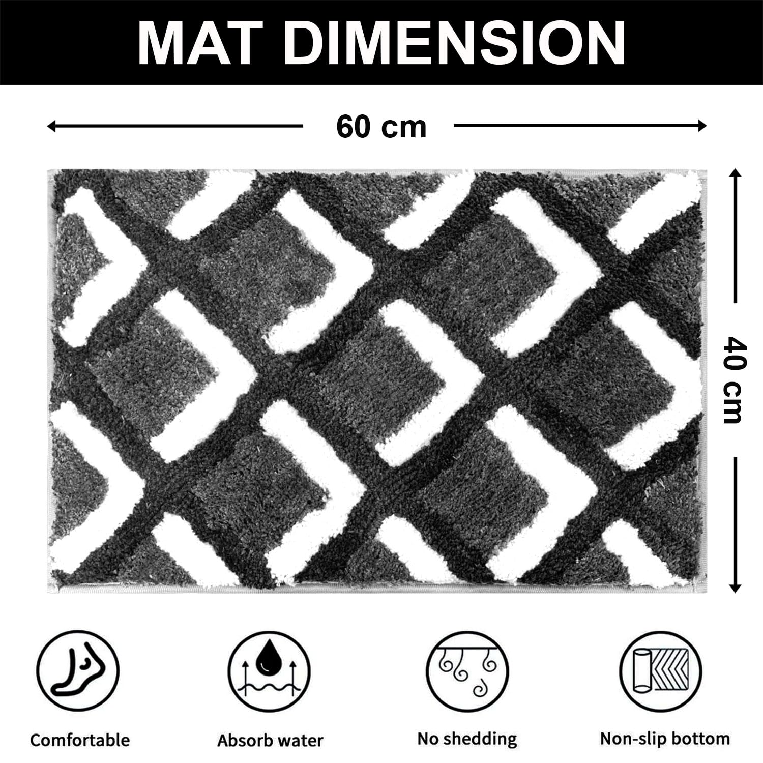 Macau Square Bath Mat (40x60 cm,Grey)