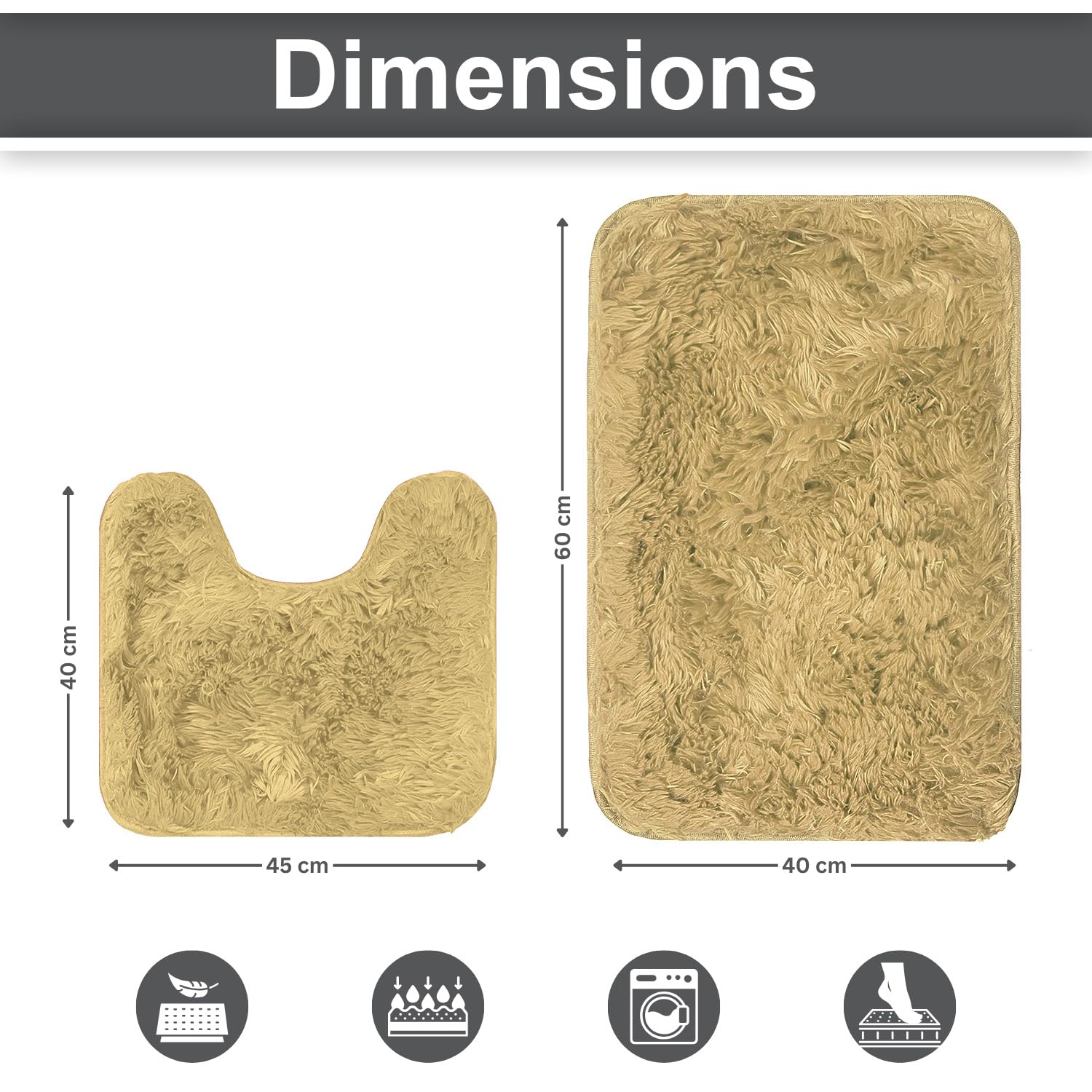Marino Fur Contour Bath Mat Mat Set of 2 (Gold 40x60 cm & 40x45)
