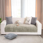 Stripe Fur Sofa Cover 3 Seater (Taupe, 170x90 cm)