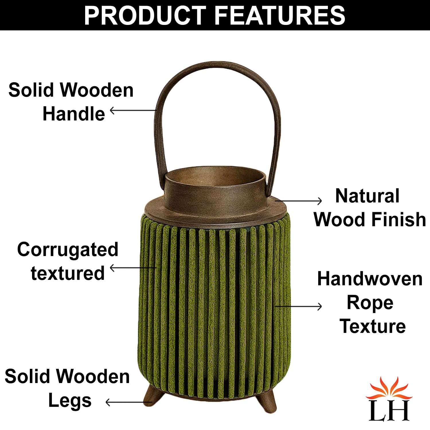 Hanging Bamboo Lamps ( 22x14x14 cm ) Green