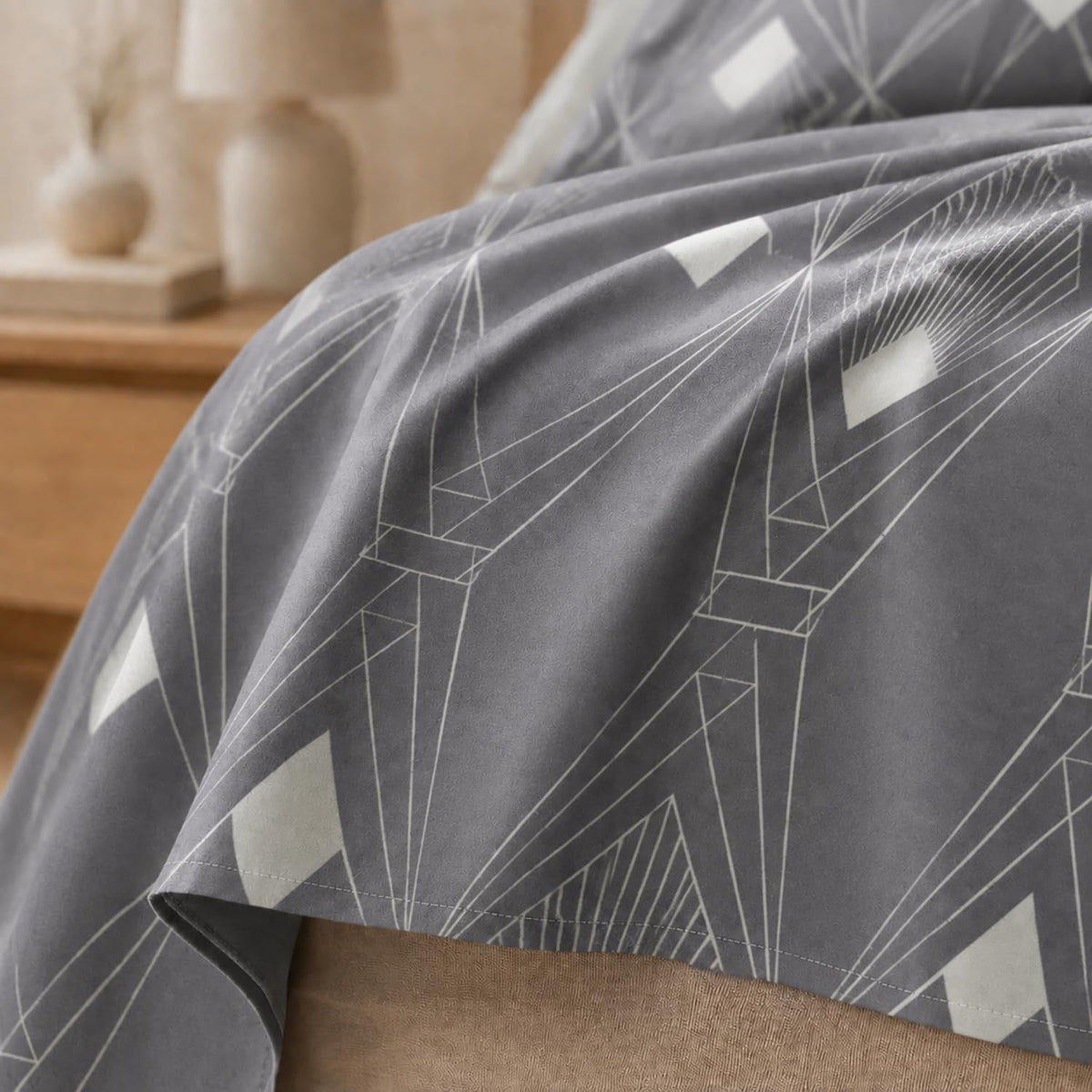 Double Bedsheet with 2 Pillow Covers Premium 240 TC 100% Cotton Feel ( Grey 108x108 inch )
