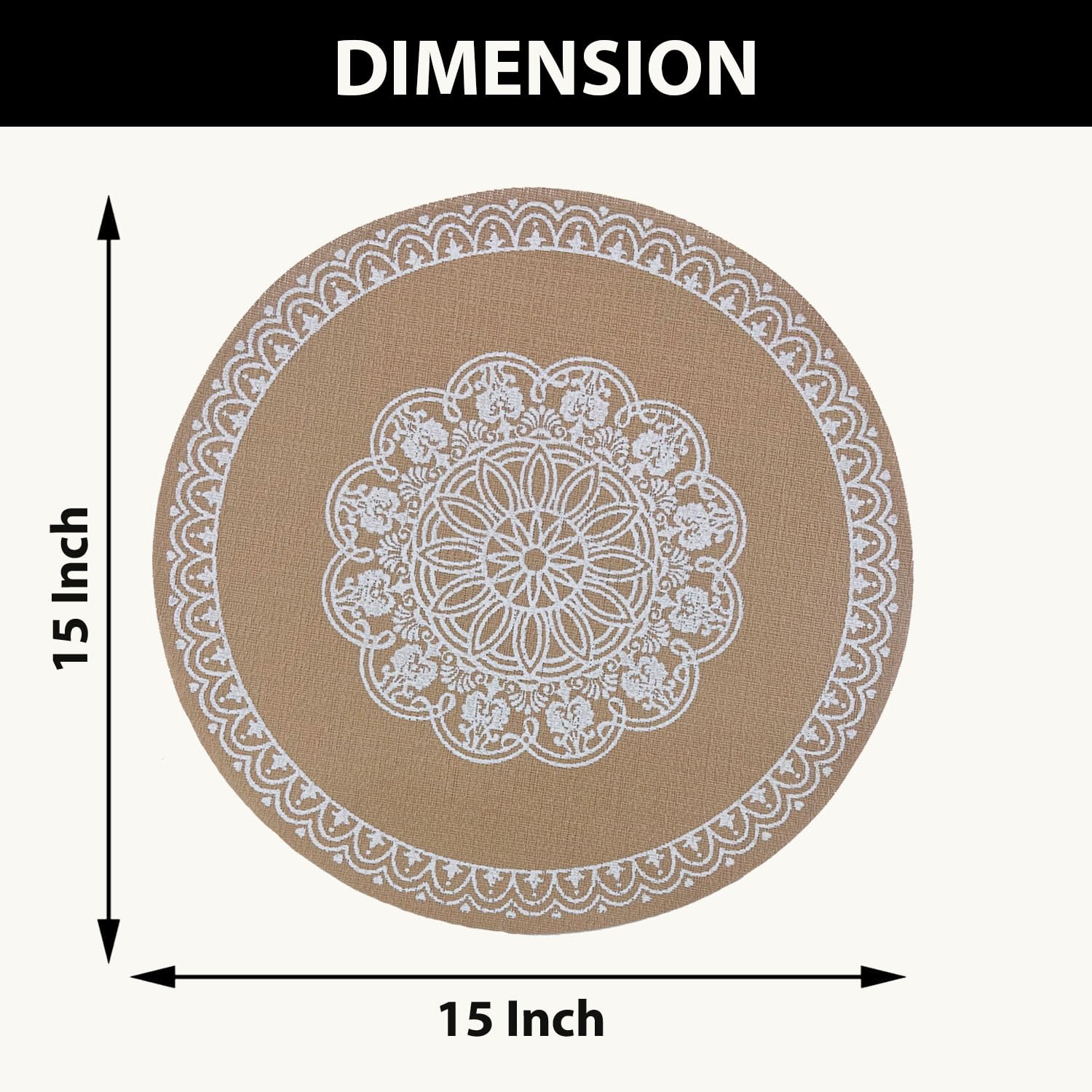 Round Table Placemats for Dining Table Set of 6(Beige)