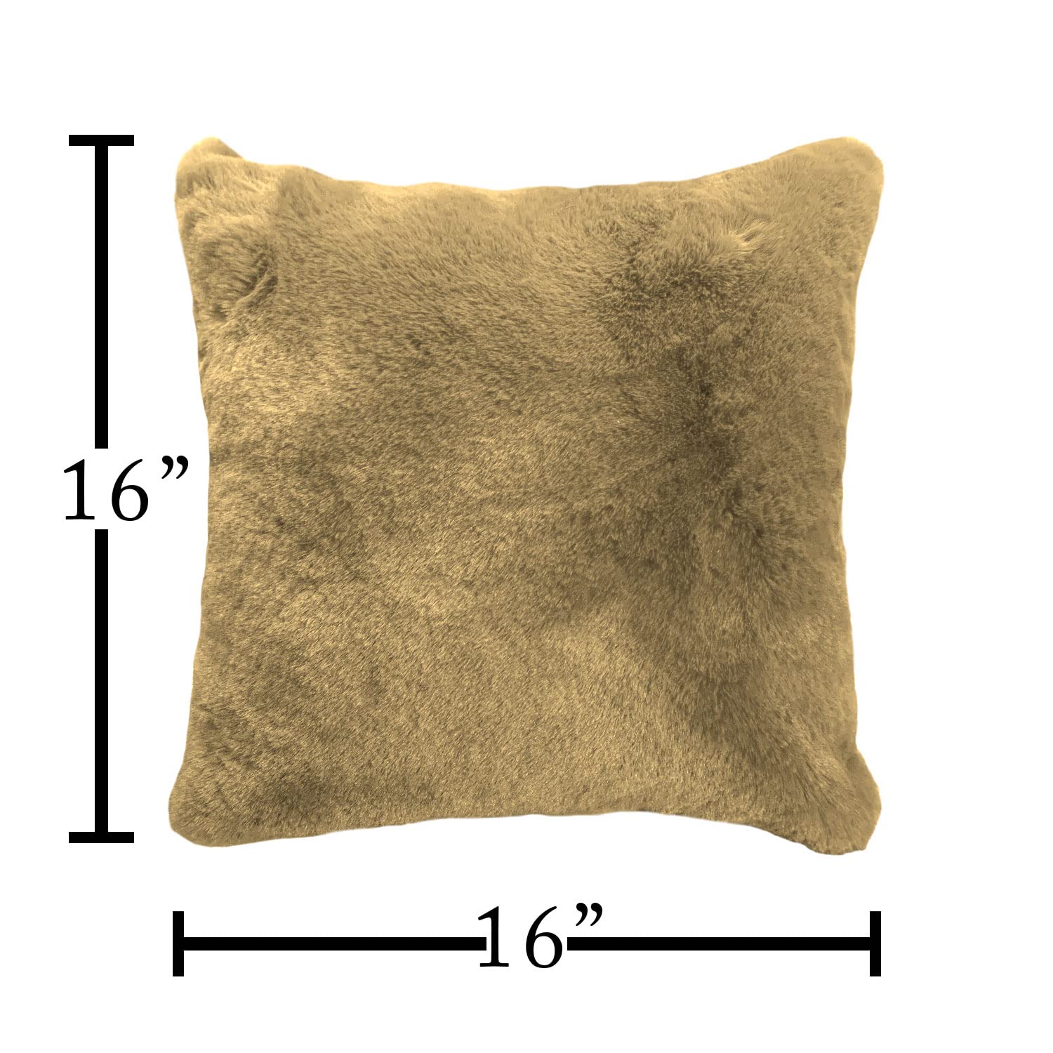 Cushion Cover One Side Rabbit Fur Pack of 2 (16 x 16 inch,Anti-Gold)