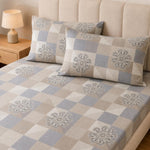 Double Bedsheet with 2 Pillow Covers 220 TC 100% Cotton Feel ( King Size Grey 90x100 inch )