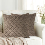 Luxe Home Cushion Cover 16 inch x 16 inch Duble Side Rabbit Fur Diamond Design Covers Pack of 2 for Sofa, Bedroom, livingroom (Taupe)