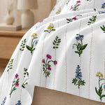 Double Bedsheet with 2 Pillow Covers 220 TC 100% Cotton Feel ( King Size Multi&White 90x100inch )