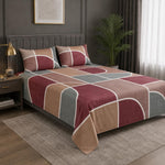 Double Bedsheet with 2 Pillow Covers 220 TC 100% Cotton Feel ( King Size Red 90x100inch )