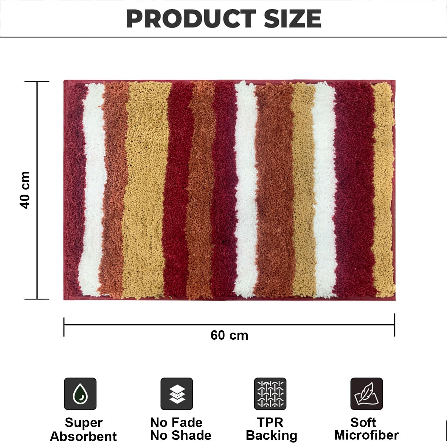 Striped Italia Bath Mat Super Sof(cinnamon, 40x60 cm)