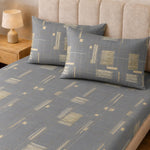 Double Bedsheet with 2 Pillow Covers Premium 240 TC 100% Cotton Feel King Size (108x108 inch ,  Grey )