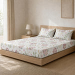 Double Bedsheet with 2 Pillow Covers 220 TC 100% Cotton Feel ( King Size Blush 90x100inch )