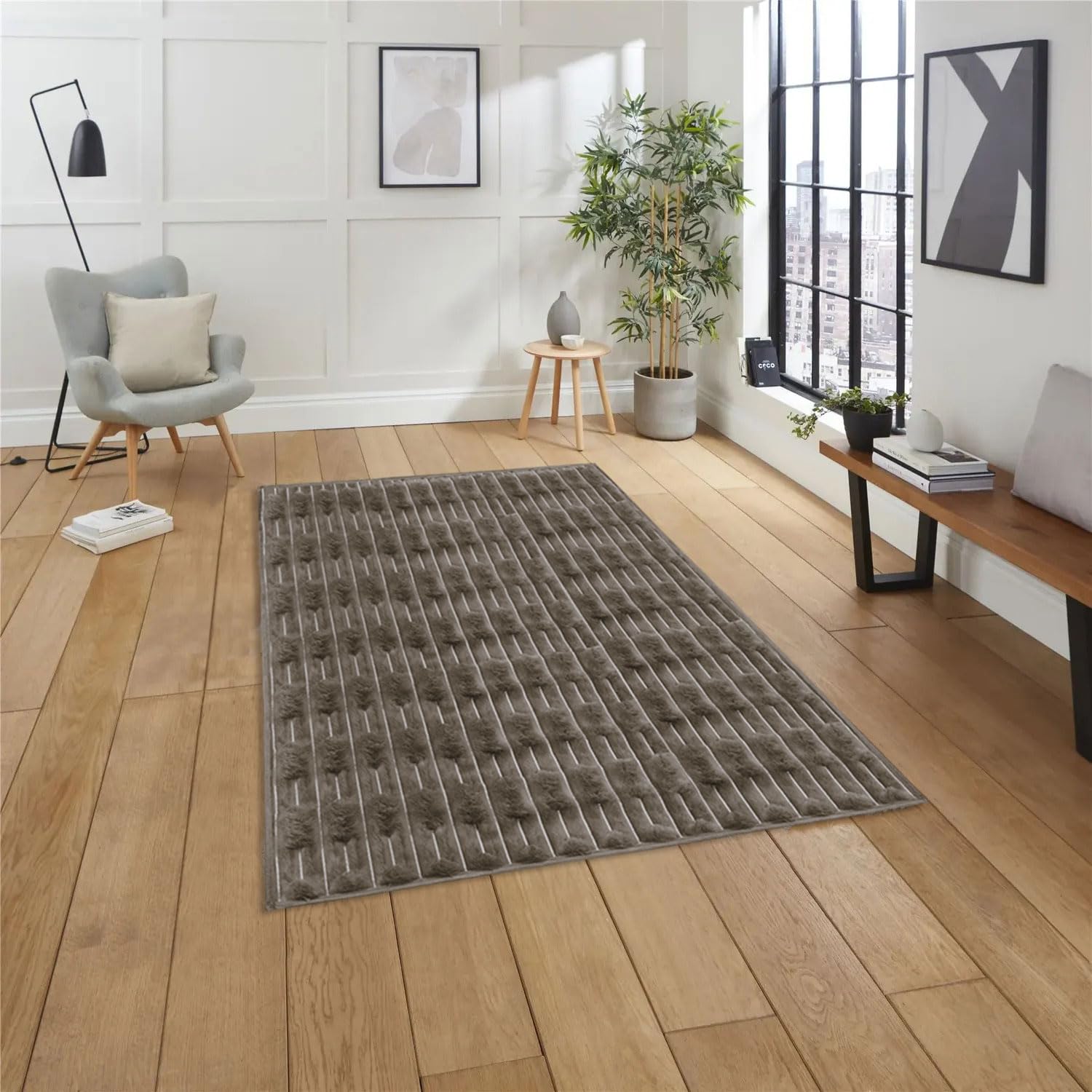 Rabbit Tail Fur Carpet (3x5 Feet, Cocoa)