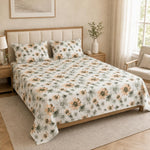 Double Bedsheet with 2 Pillow Covers 220 TC 100% Cotton Feel ( King Size Peach 90x100 inch )