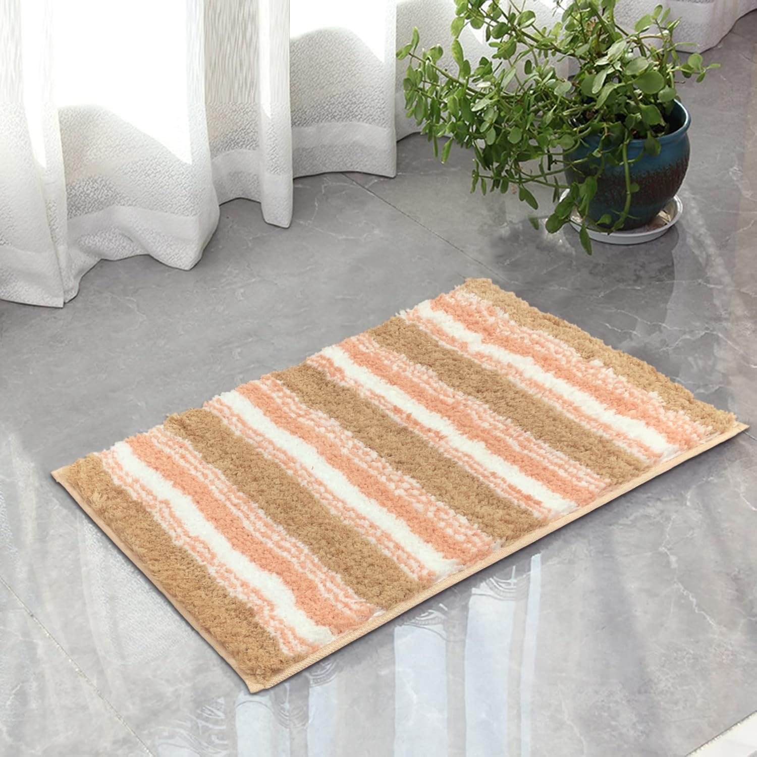 Capetown Bath Mat for Bathroom (Beige, 40x60 cm)