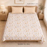 Double Bedsheet with 2 Pillow Covers 220 TC 100% Cotton Feel (King Size Pink 90x100 inch )