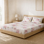 Double Bedsheet with 2 Pillow Covers Premium 240 TC 100% Cotton Feel ( King Size Blush 108x108 inch )