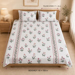 Double Bedsheet with 2 Pillow Covers 220 TC 100% Cotton Feel ( King Size Pink&White 90x100inch )