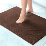 Chenile Bath Mat For Bathroom (Coffee, 37X56 Cm)