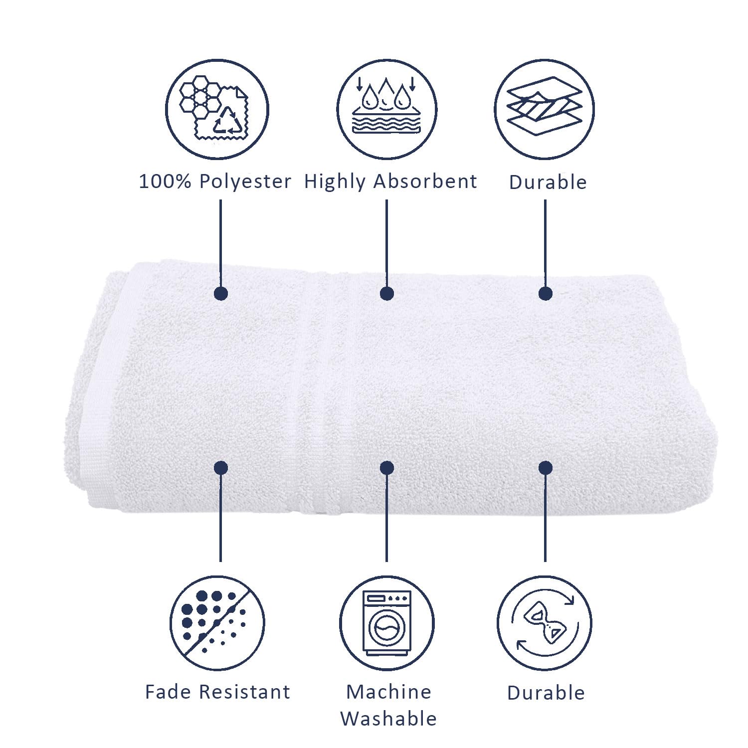 Bamboo Micro Bath Towel – 400 GSM Set of 2 ( 70x140 cm , White)