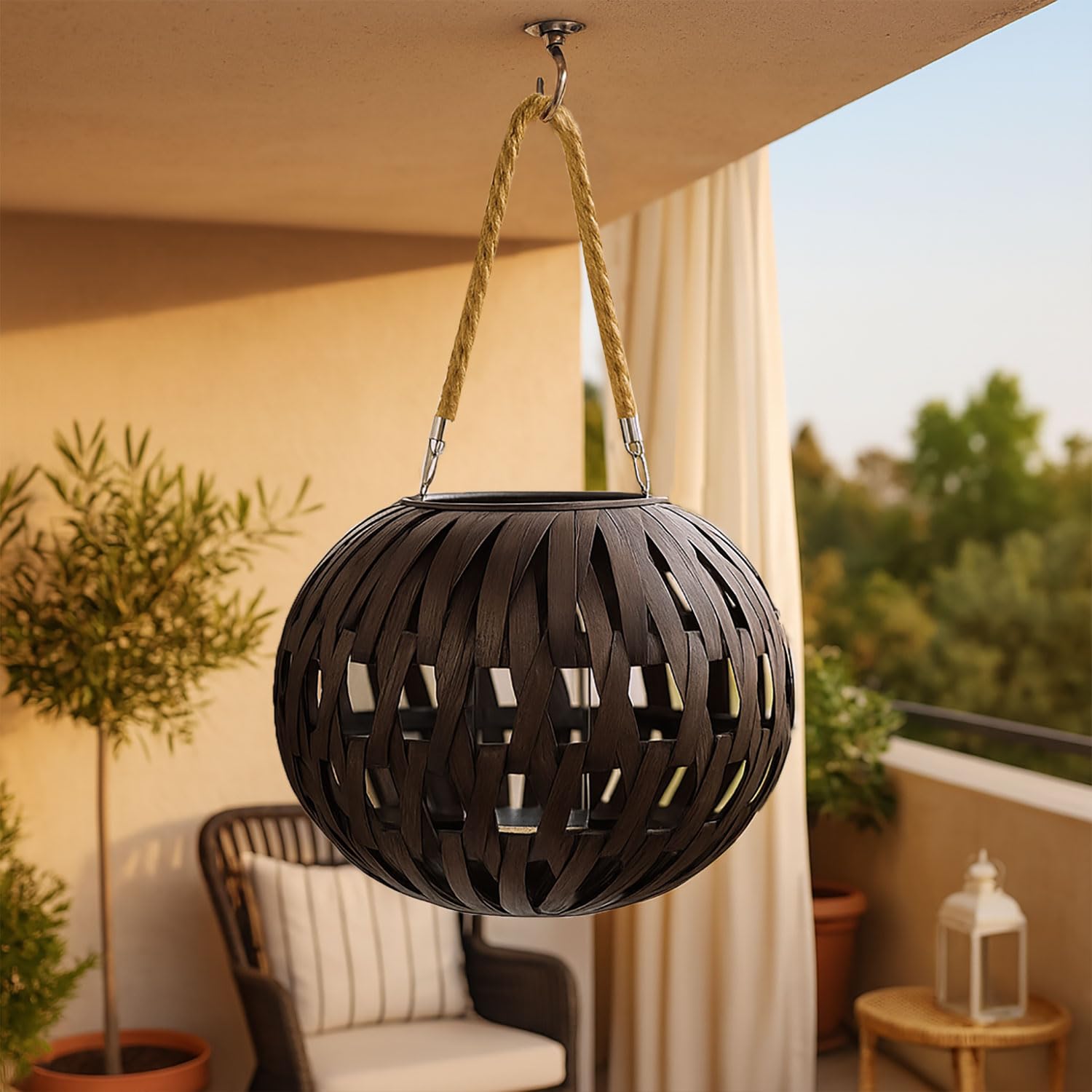 Hanging Bamboo Lamps for Living Room ( 27x36x36 cm ) Cocoa
