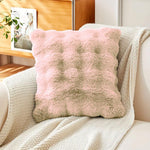 Rabbit Fur Bubble Cushion Cover (16x16 Inch Peach)