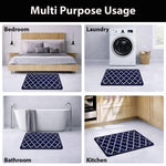 Kitchen Mat Combo Quatrefoil Design (116x36 & 58x36 cm Blue)