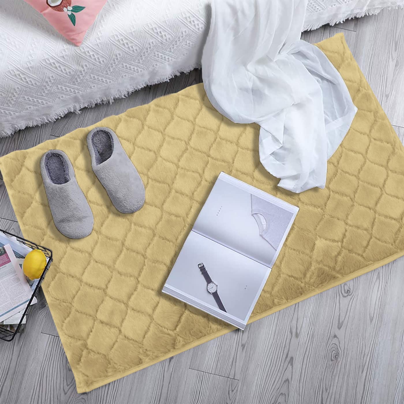 Austria Bath Mat Rabbit Fur 1000 GSM (45 x 75 Cm ,Gold)