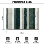 Italia Striped Bath Mat Super Soft (Hunter Green, 45x75 cm)