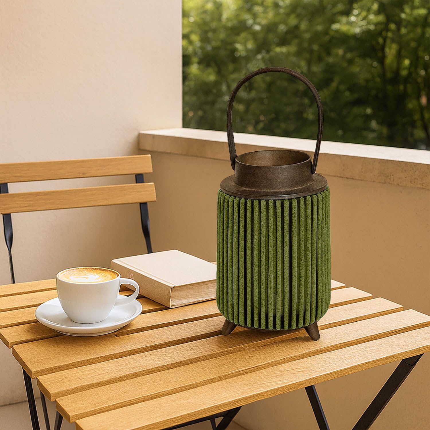 Hanging Bamboo Lamps ( 22x14x14 cm ) Green