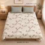 Double Bedsheet with 2 Pillow Covers 220 TC 100% Cotton Feel ( Beige 90x100 inch )