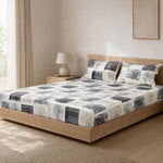 Double Bedsheet with 2 Pillow Covers Premium 240 TC 100% Cotton Feel (108x108 inch ,  Grey )