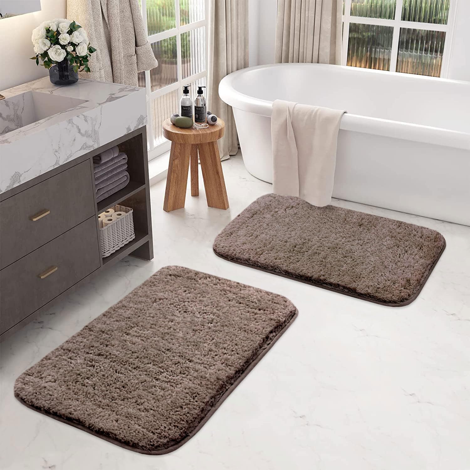 Vegas Microfiber Bath Mat (40x60 cm, Cocoa) Pack of 2