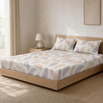 Double Bedsheet with 2 Pillow Covers Premium 240 TC 100% Cotton Feel (King Size Multicolor 108x108 inch )