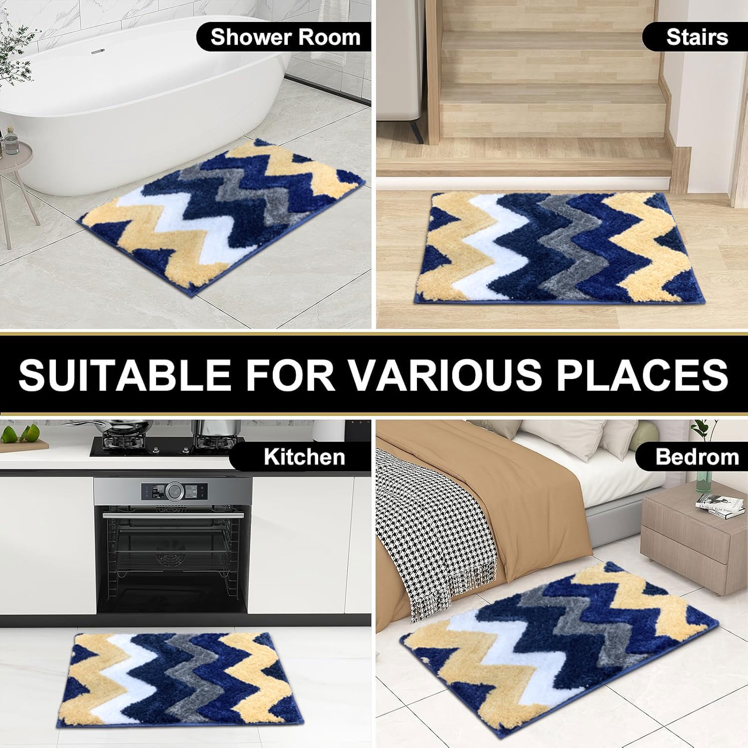 Macau Stripe Bath Mat (40x60 cm,Blue)