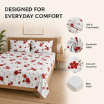 Double Bedsheet With 2 Pillow Covers Circle Pattern 200 TC 100% Cotton Feel ( Queen Size 90x90 Inch Yellow Set Of 3 )