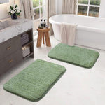 Vegas Microfiber Bath Mat (40x60 cm, Pastel Green) Pack of 2