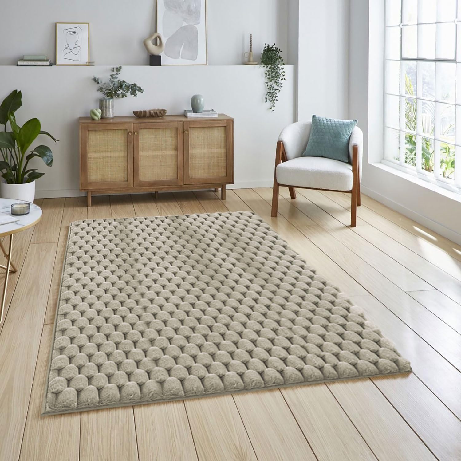 Turtle Rabbit Fur Carpet (4x6 Feet, Taupe)