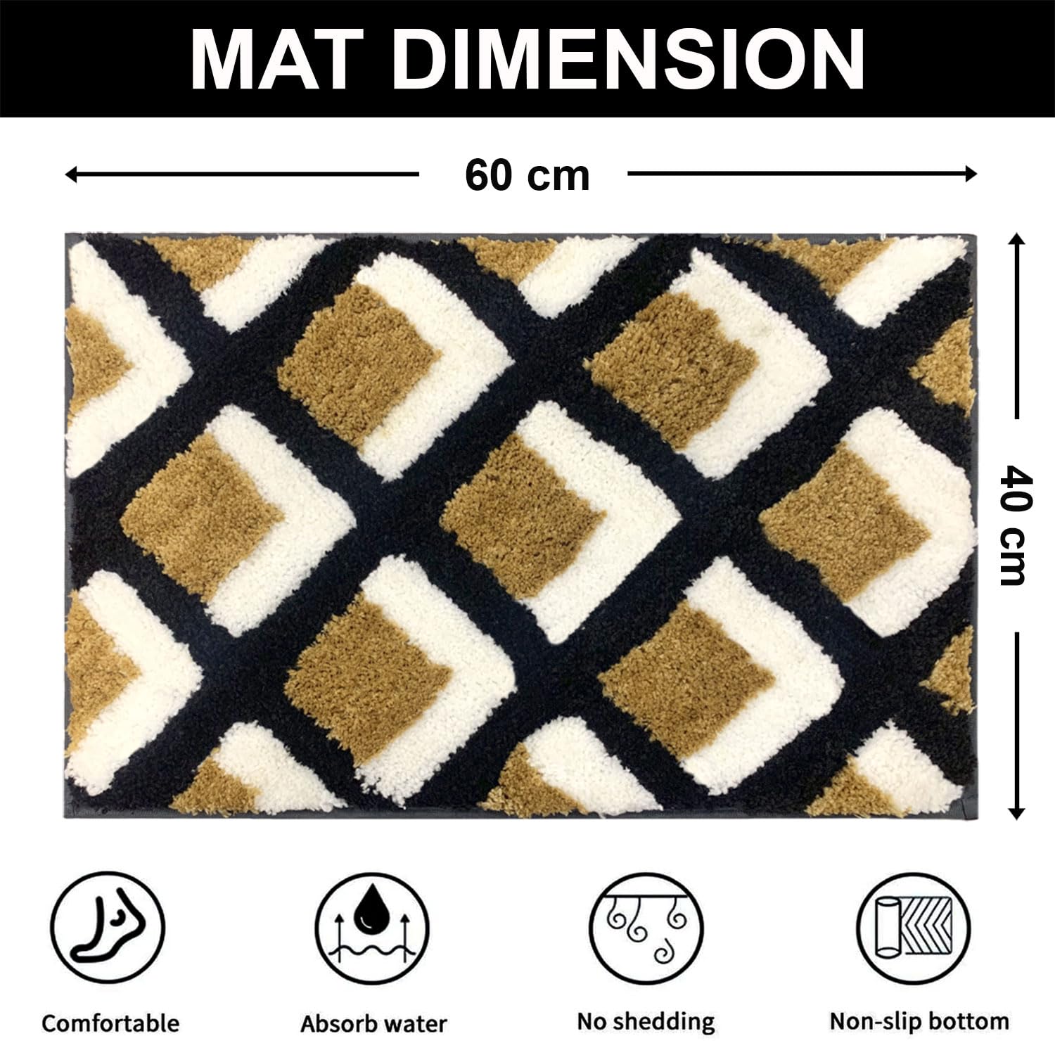 Macau Square Bath Mat (40x60 cm,Yellow)
