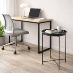 Round Metal Side Table for Living Room & Bedroom – Modern Bedside Table, Coffee Table, Corner Table with Sturdy Iron Frame, Black, 33x33x48-Small