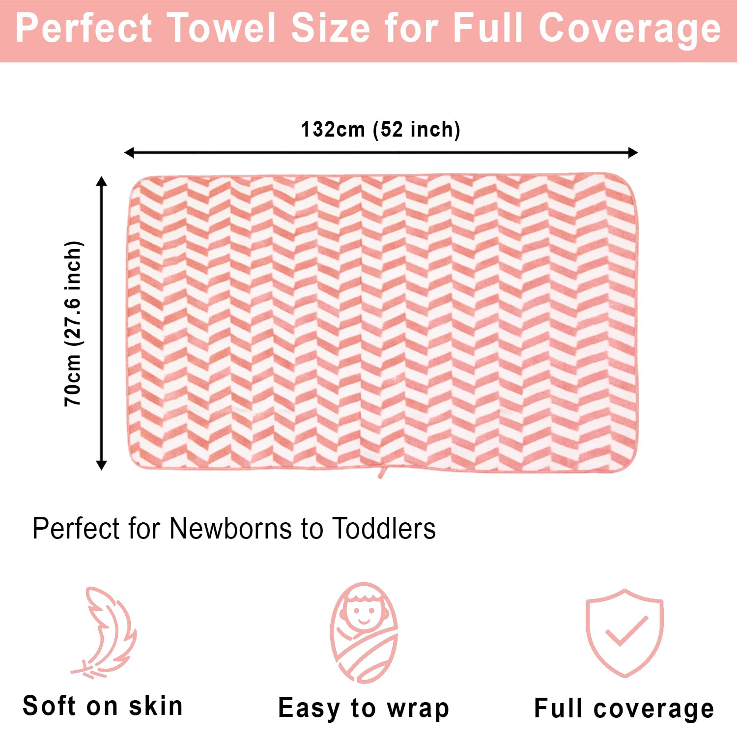 Microfibre Bath Towel for Kids Boys Girls ( 70x132cm , Pink )