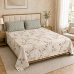 Double Bedsheet with 2 Pillow Covers 220 TC 100% Cotton Feel ( Beige 90x100 inch )