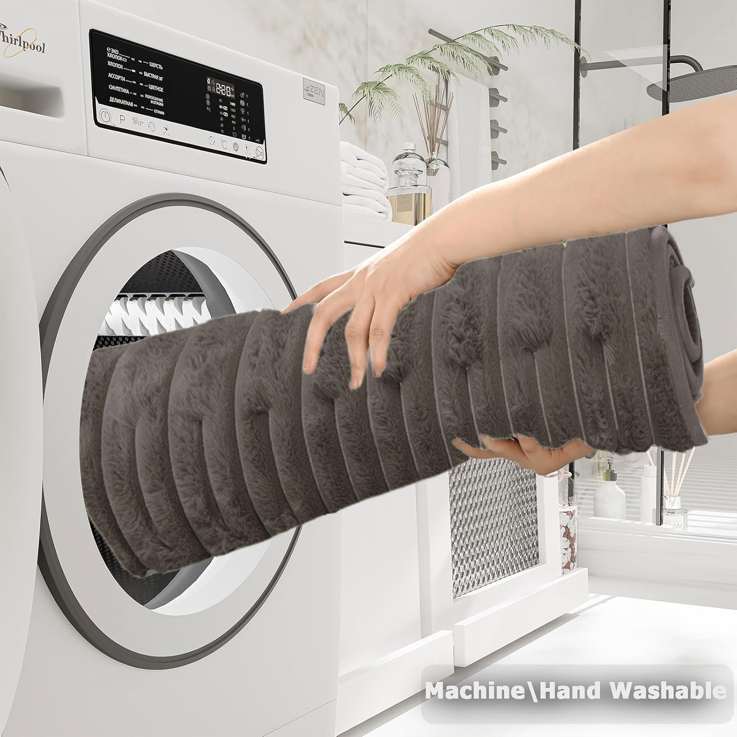 Rabbit Tail Fur Floor Runner (2x5 Feet, Cocoa)