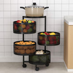 4-Tier Revolving Kitchen Trolley with Wheels (Black 32x32x75)