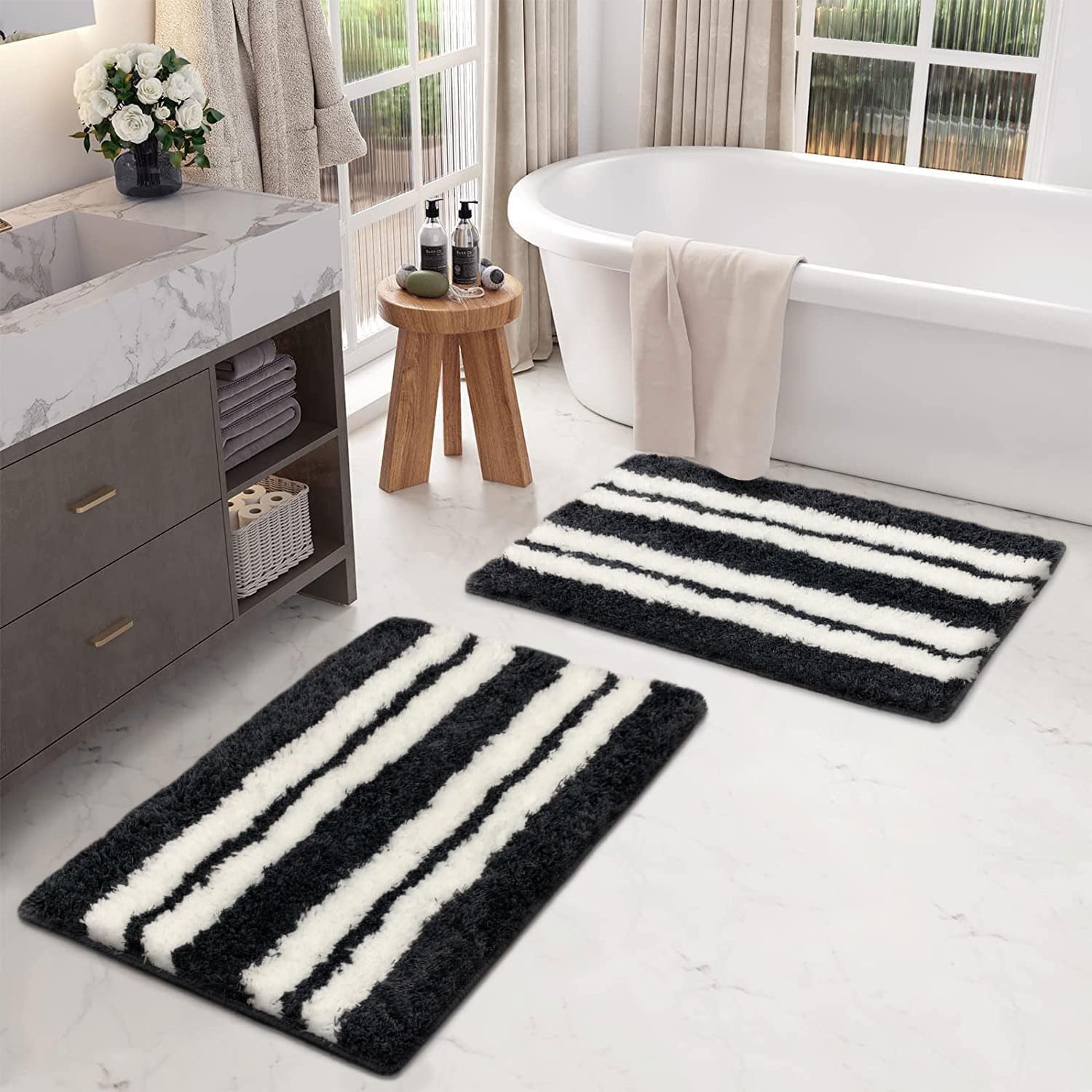 Florida Bath Mat 2200 GSM Pack of 2 (38x58 cm ,Anthra)