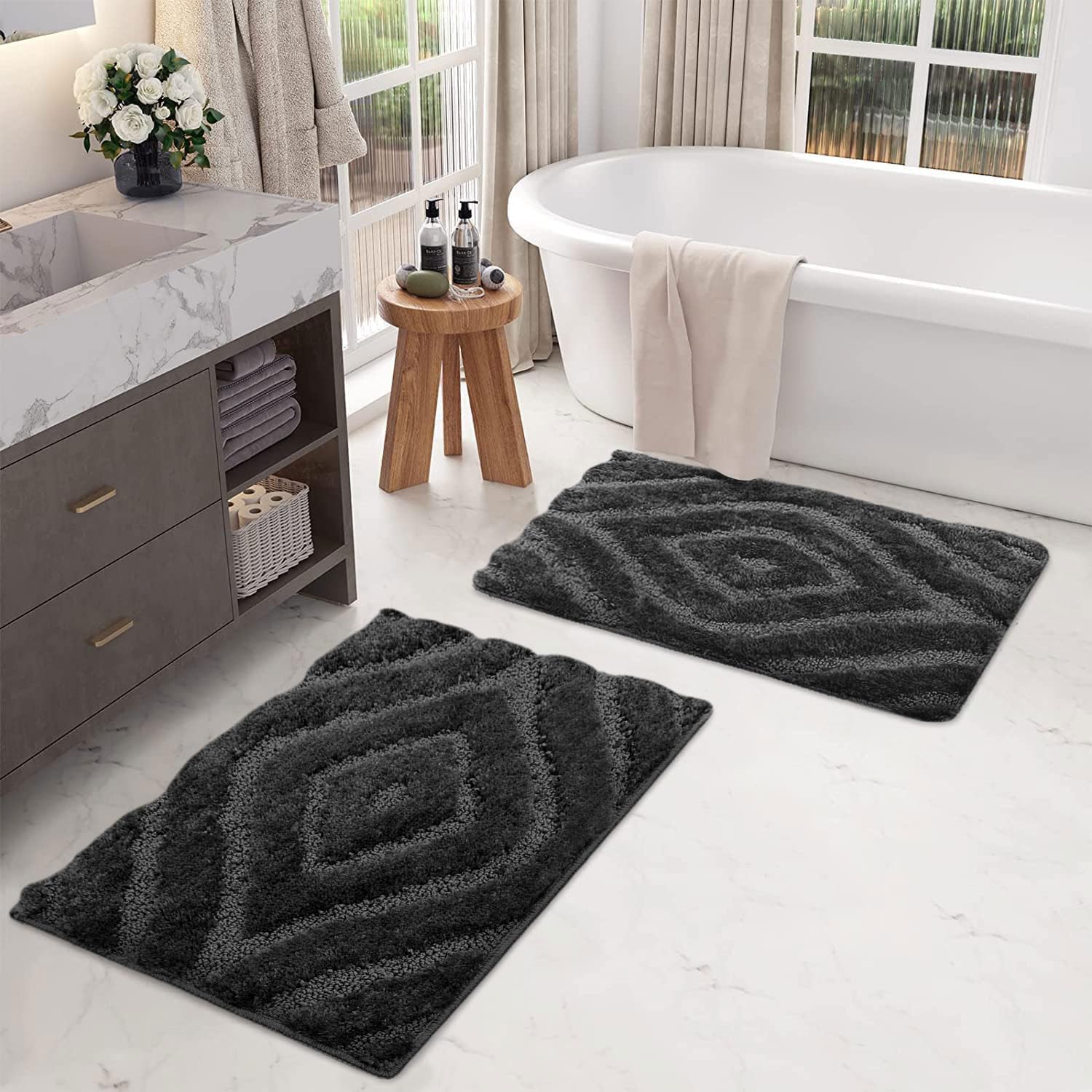 Scotland Diamond Bathmat Mat Pack Of 2 (38x58 cm, Silver)