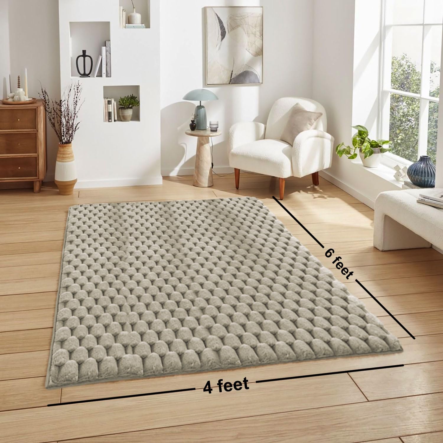 Turtle Rabbit Fur Carpet (4x6 Feet, Taupe)