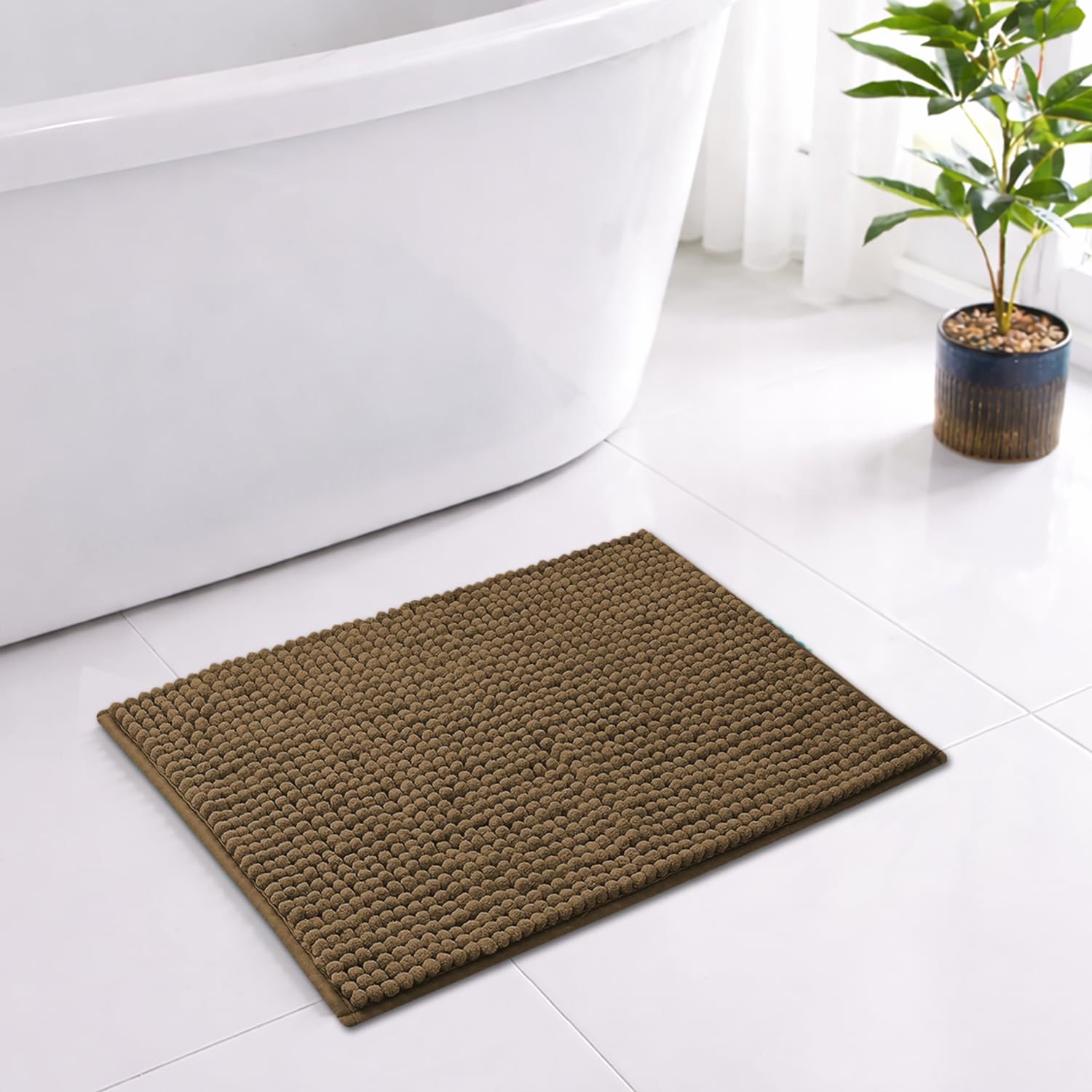 Shaggy Chenille Bath Mat Extra Soft (40x60 cm Chocolate)