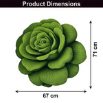 3D Bath Mat Rose Shaped Super Soft (Green, 67x71 cm)
