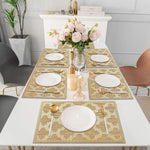 Luxe Home International PVC Vinyl Curves Design Placemat ST10000TH – Heat Resistant, Wipe Clean, Anti-Skid Table Mats for Dining Table, Kitchen & Home Decor (30x45 CM Gold Set of 6)